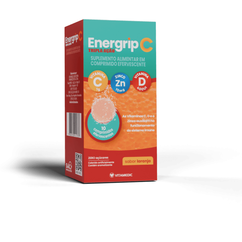 ENERGRIP C, D E Zn - TRIPLA ACAO COM 10 COMPRIMIDOS EFERVESCENTES ENERGRIP C, D E Zn - TRIPLA ACAO COM 10 COMPRIMIDOS EFERVESCENTES