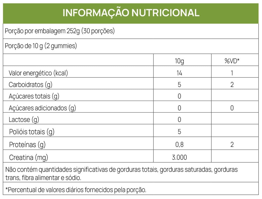 CREATINA EM GOMAS - GOALMY GUMMIES CREATINE - GREEN APPLE - 60 un