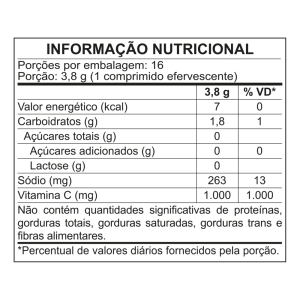 Tabela Nutricional - FIZZ UP VITAMINA C 1000mg - SABOR LARANJA - 16 COMPRIMIDOS EFERVESCENTES}